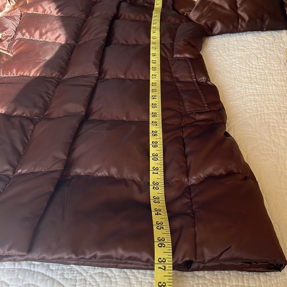 Lands' End Long Puffer Coat Women’s Medium 10–12 Bronze Brown Goose Down Warm - Picture 13 of 16